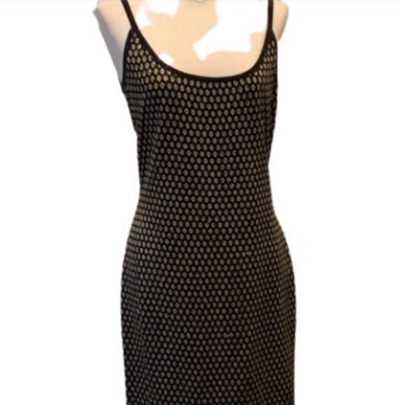 St. John Dresses & Skirts - St. John  evening knit black gold sheath dress 8